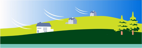 高台の住宅地で隣家などの風を遮る物がない